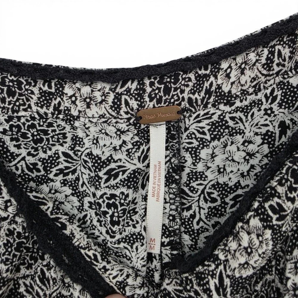 Free People Floral Cold Shoulder Crop Top Medium Boho Cottagecore Festival